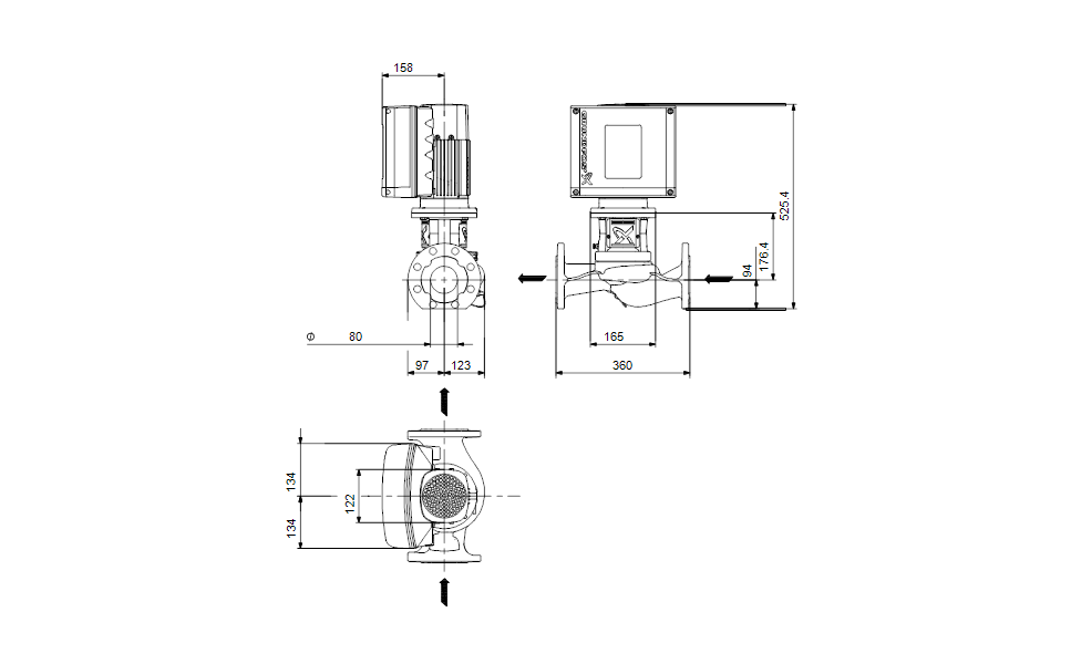 GRUNFOS Einstufige Inlinepumpe TPE3 80-120 S-A-F-A-BQQE-GWB Nr. 99272176