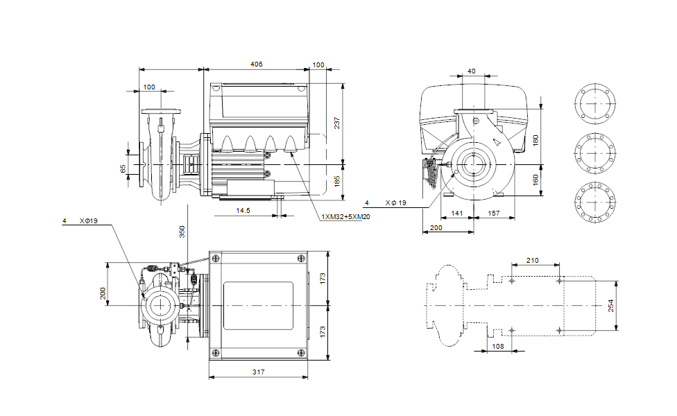GRUNFOS Einstufige  Blockpumpe NBE 40-200/206 ASASF2AESBQQENWB Nr. 99534523