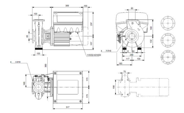 GRUNFOS Einstufige Blockpumpe NBE 50-125/144 ASASF2AESBQQEMWB Nr. 99534547