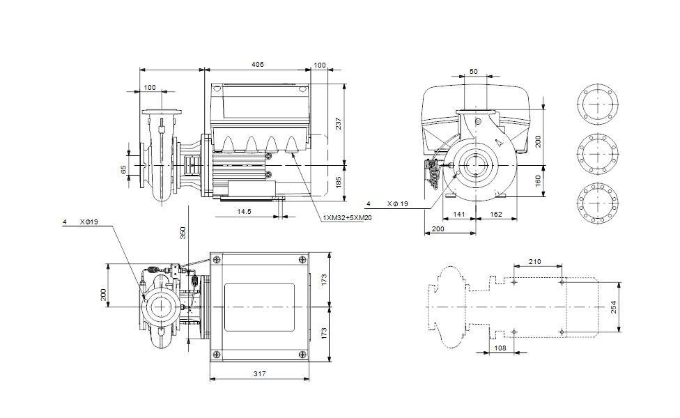 GRUNFOS Einstufige Blockpumpe NBE 50-200/181 ASASF2AESBQQENWB Nr. 99534570