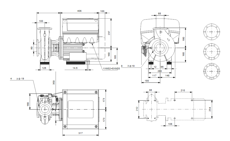 GRUNFOS Einstufige Blockpumpe NBE 65-125/144 ASASF2AESBQQENWB Nr. 99534586