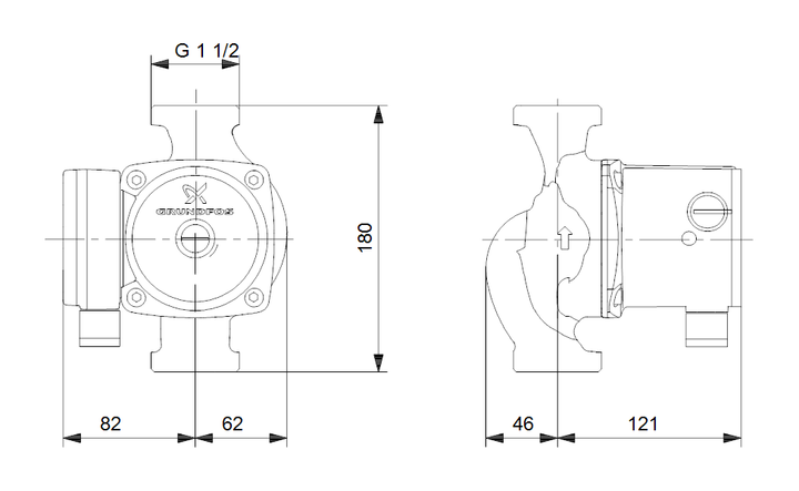 Grundfos Nassläufer-Umwälzpumpe UPS 25-80 N 180 Nr. 99255525