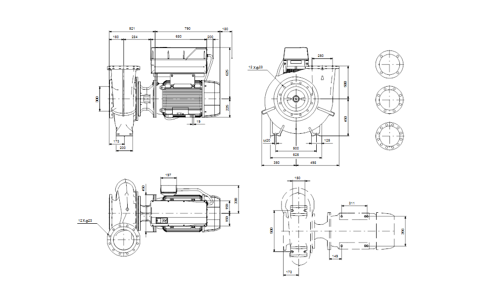 GRUNDFOS Einstufige Blockpumpe NBE 250-400/281 AIAF1AESBQQETW3 Art. 92941754