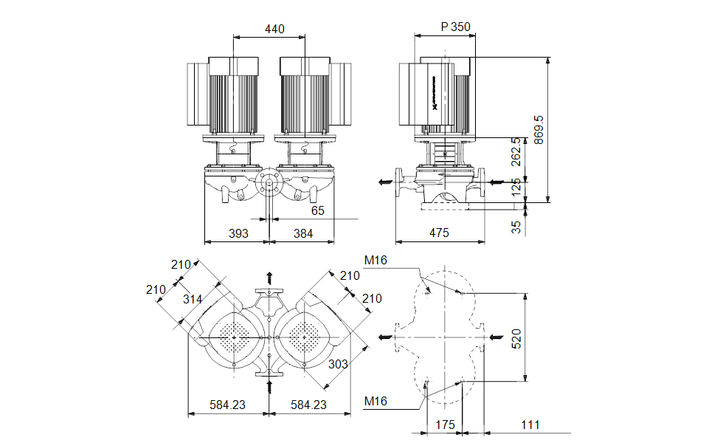 GRUNDFOS Einstufige Inlinepumpe TPED 65-550/2 A-F-B-BQQE-OWB Art. 92958024