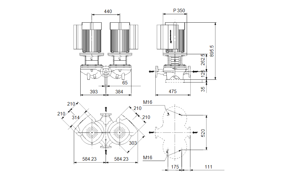 GRUNDFOS Einstufige Inlinepumpe TPED 65-720/2 A-F-B-BAQE-QWB Art. 92958036