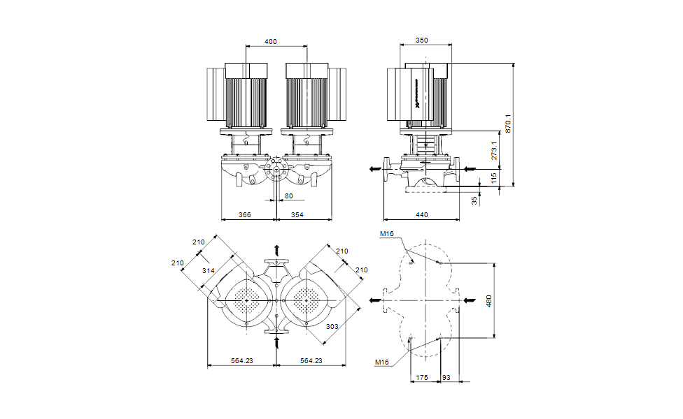 GRUNDFOS Einstufige Inlinepumpe TPED 80-400/2 A-F-A-BAQE-OWB Art. 92958048