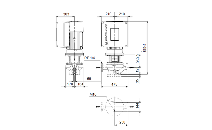GRUNDFOS Einstufige Inlinepumpe TPE 65-550/2 A-F-A-BQQE-OWB Art. 92951802