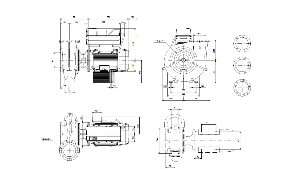 GRUNDFOS Einstufige Blockpumpe NBE 250-400/281 AIASF1AESBQQETW3 Art. 92941865