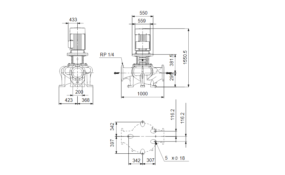 GRUNDFOS Einstufige Inlinepumpe TP 200-470/4 A-F-A-BQQE-VW3 Art. 96306167