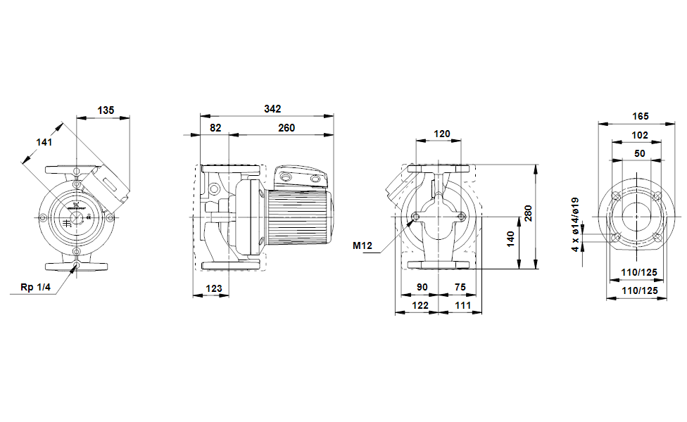 GRUNDFOS Nassläufer-Umwälzpumpe UPS 50-30 F 280 Art. 96402006