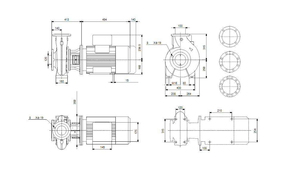 GRUNDFOS Einstufige Blockpumpe NB 100-315/326 AAF2AESBQQEMW5 Nr. 98974575