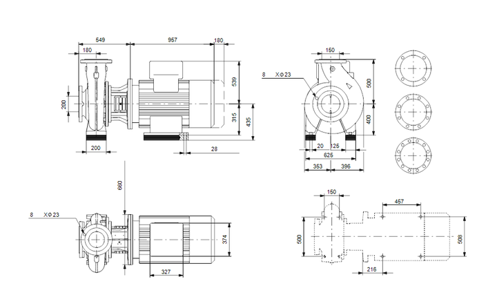 GRUNDFOS Einstufige Blockpumpe NB 150-500/459 AASF1AESBQQE2W3 Nr. 98975828