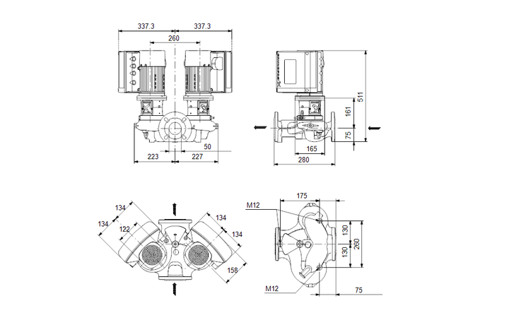 GRUNDFOS Einstufige Inlinepumpe TPE3 D 50-200 S-A-F-A-BQQE-HYC Nr. 99272556 