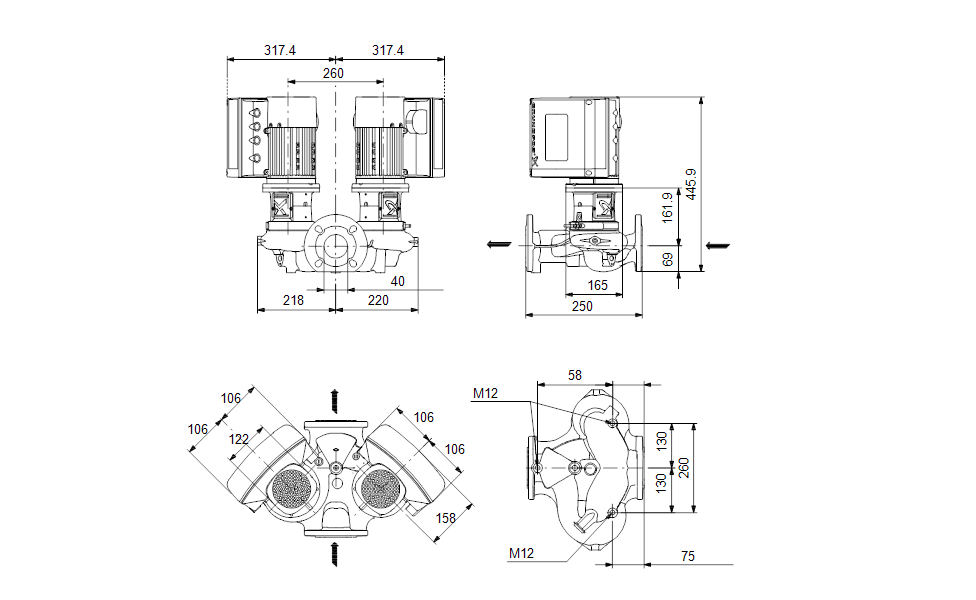 GRUNDFOS Einstufige Inlinepumpe TPE3 D 40-200 S-A-F-A-BQQE-GYC Nr. 99272591 