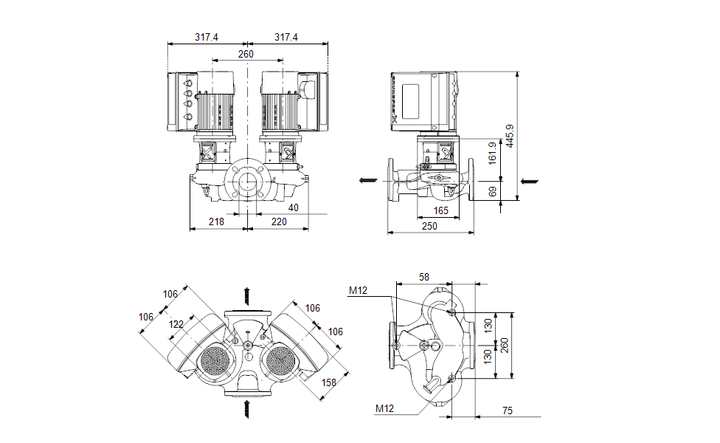 GRUNDFOS Einstufige Inlinepumpe TPE3 D 40-200 S-A-F-A-BQQE-GYC Nr. 99272591 