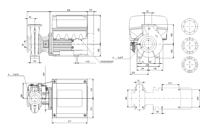 GRUNDFOS Einstufige Blockpumpe NBE 32-200/219 ASAF2AESBQQENWB Nr. 99534344