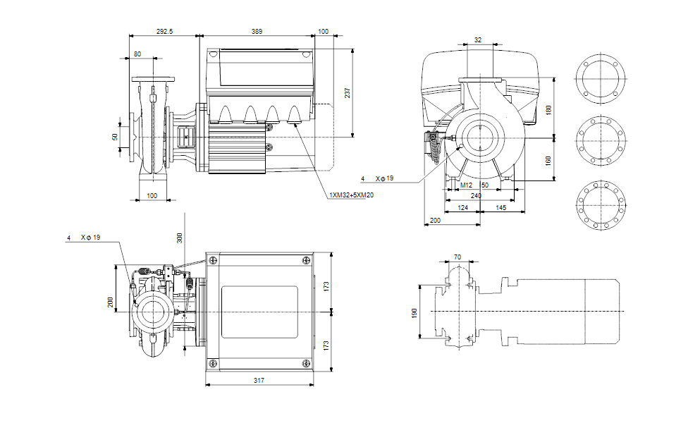 GRUNDFOS Einstufige Blockpumpe NBE 32-200/206 ASAF2AESBQQEMWB Nr. 99534348
