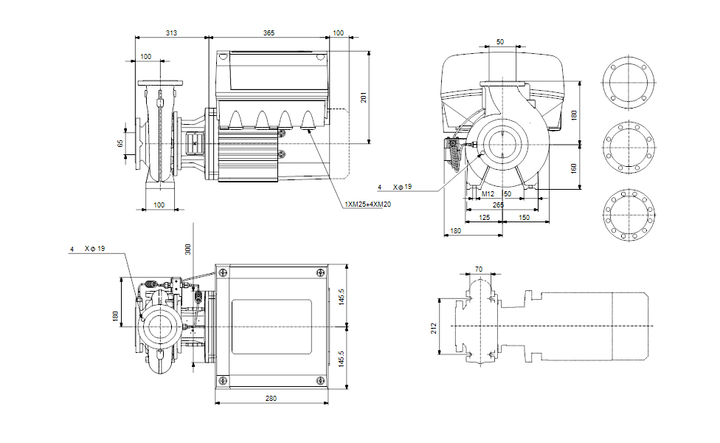 GRUNDFOS Einstufige Blockpumpe NBE 50-160/136 ASAF2AESBQQELWB Nr. 99534675