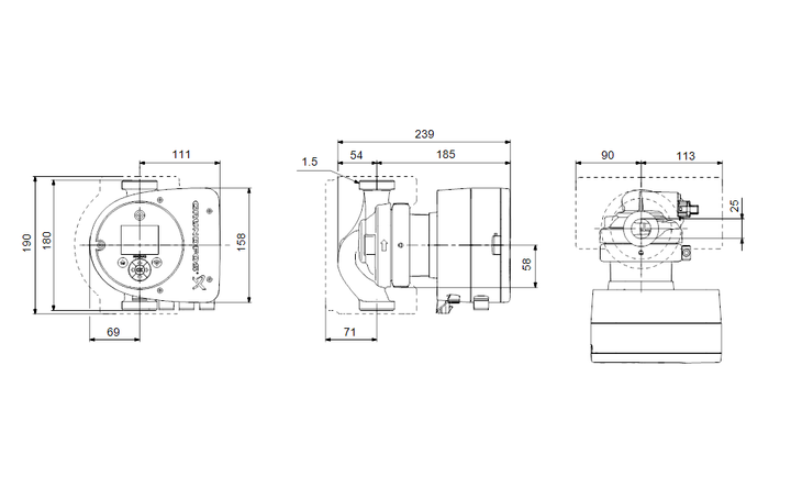GRUNDFOS Nassläufer-Umwälzpumpe MAGNA3 25-40 180mm - Art. 97924628