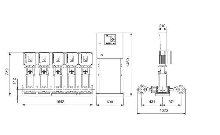 GRUNDFOS Druckerhöhungsanlage HYDRO MPC-E 5 CRIE10-3 - Art. 98389647