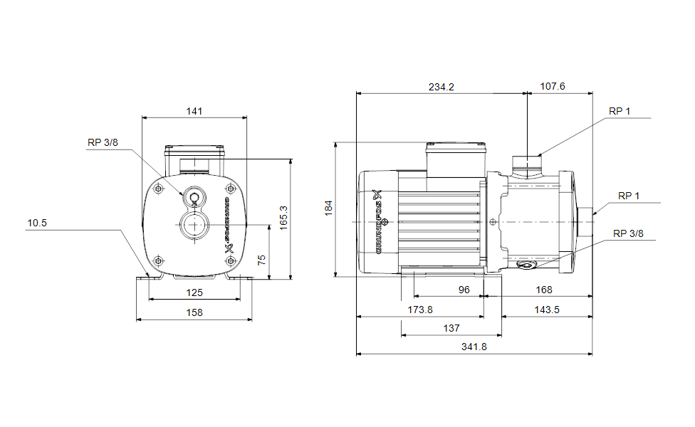GRUNDFOS Blockpumpe CM 3-5 A-R-I-E-AQQE F-A-A-N - Art. 96961052