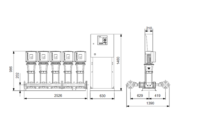 GRUNDFOS Druckerhöhungsanlage HYDRO MPC-E 5 CRE45-1-1 - Art. 99166959