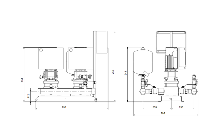GRUNDFOS Druckerhöhungsanlagen HYDRO MULTI-E 2 CRIE 3-4 - Art. 98486569