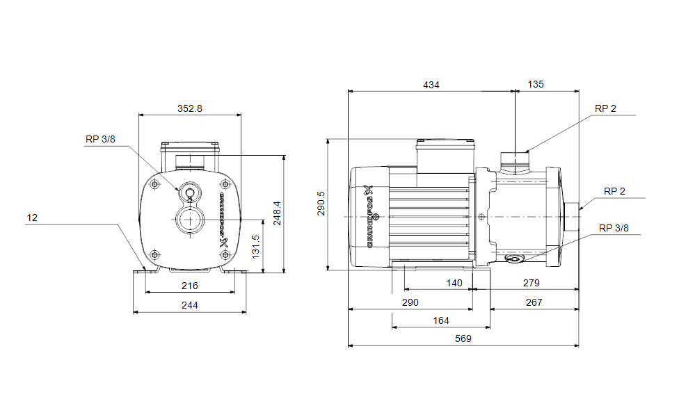 GRUNDFOS Blockpumpe CM 1-4 S-R-I-E-AQQE C1-A-A-N - Art. 92889463