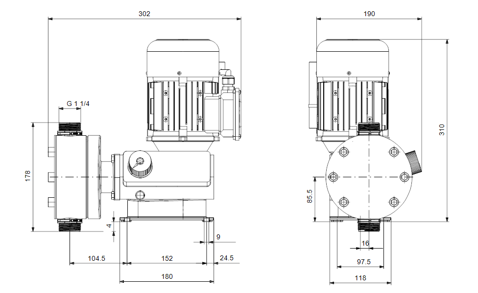 GRUNDFOS Mechanische Dosierpumpe  DMX 100-8 B-PVC/E/C-X-E1U3U3XEMAG- Art. 99772688