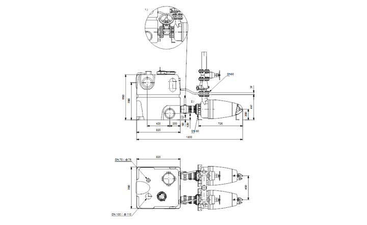 GRUNDFOS Doppelpumpenhebeanlage MDV.65.80.30.2.50D /450.SE - Art. 96102276