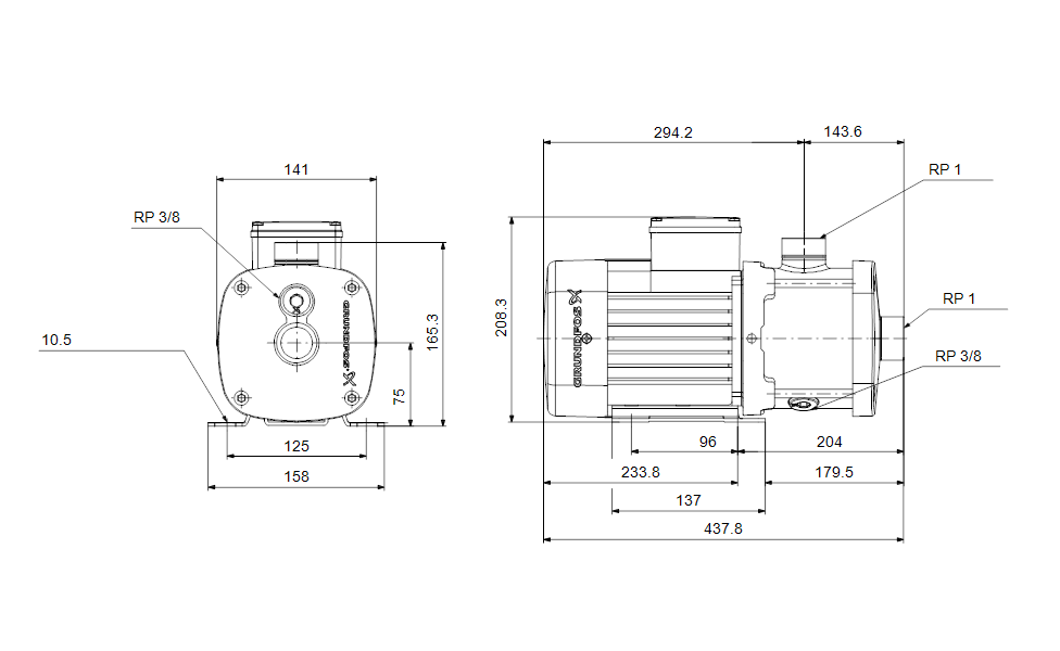 GRUNDFOS Mehrstufige Blockpumpen CM 3-7 A-R-I-V-AQQV C1-A-A-N - Art. 92889547