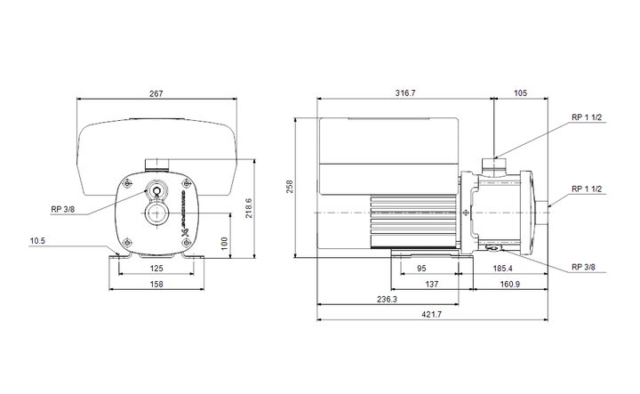 GRUNDFOS Blockpumpe CME 10-1 A-R-I-E-AQQE S-A-D-N - Art. 98395109