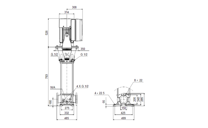 GRUNDFOS Kreiselpumpe CRNE 155-1-1 A-F-A-V-HQQV - Art. 99264412