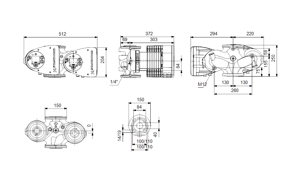 GRUNDFOS Nassläufer-Umwälzpumpe MAGNA3 D 40-150 F 250mm - Art. 97924846