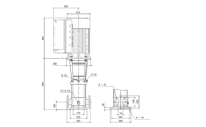 GRUNDFOS Kreiselpumpe CRE 32-5-2 A-F-A-E-HQQE - Art. 96122663