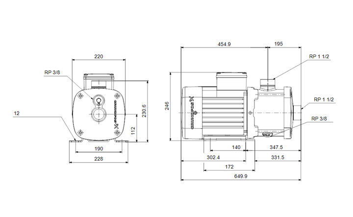 GRUNDFOS Blockpumpe CM 5-3 A-R-I-V-AQQV F-A-A-N - Art. 96961064