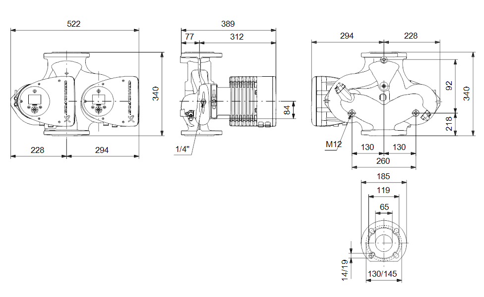 GRUNDFOS Nassläufer-Umwälzpumpe MAGNA3 D 65-40 F 340mm - Art. 97924875