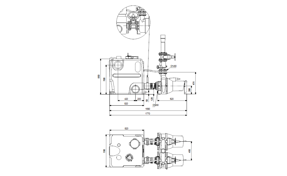 GRUNDFOS Doppelpumpenhebeanlage MDV.65.80.40.2.51D /450.SL - Art. 97577836
