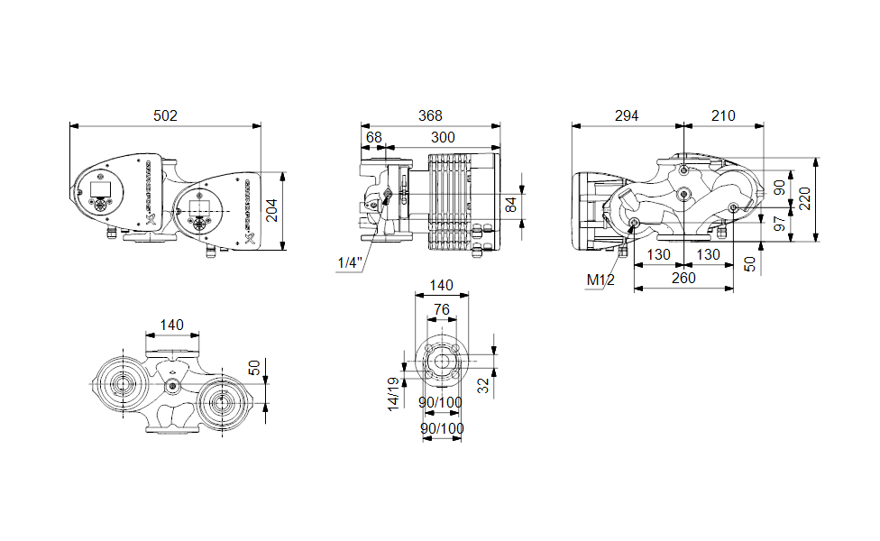 GRUNDFOS Nassläufer-Umwälzpumpen MAGNA3 D 32-120 F 220mm - Art. 97924840