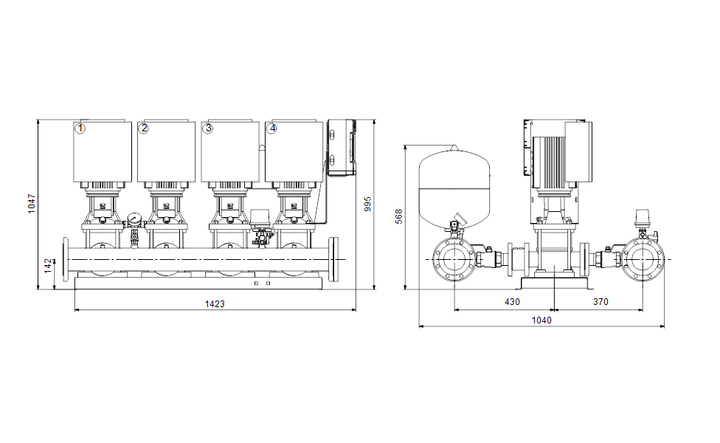 GRUNDFOS Druckerhöhungsanlagen HYDRO MULTI-E 4 CRIE 10-9 - Art. 99133196