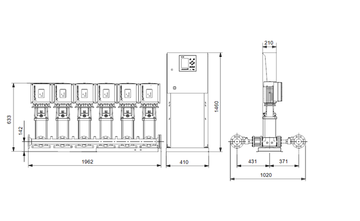 GRUNDFOS Druckerhöhungsanlagen HYDRO MPC-E 6 CRIE10-1 - Art. 98389638