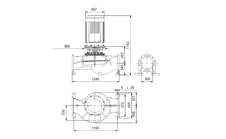 GRUNDFOS einstufige inlinepumpe TP 300-500/4 A-F-A-BQQE-2W3 Art. 99087567