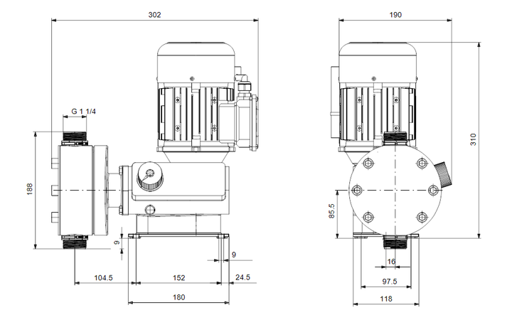 GRUNDFOS Mechanische Dosierpumpe DMX 224-5 B-PVC/E/C-X-E1U3U3XEMAG - Art. 99772481