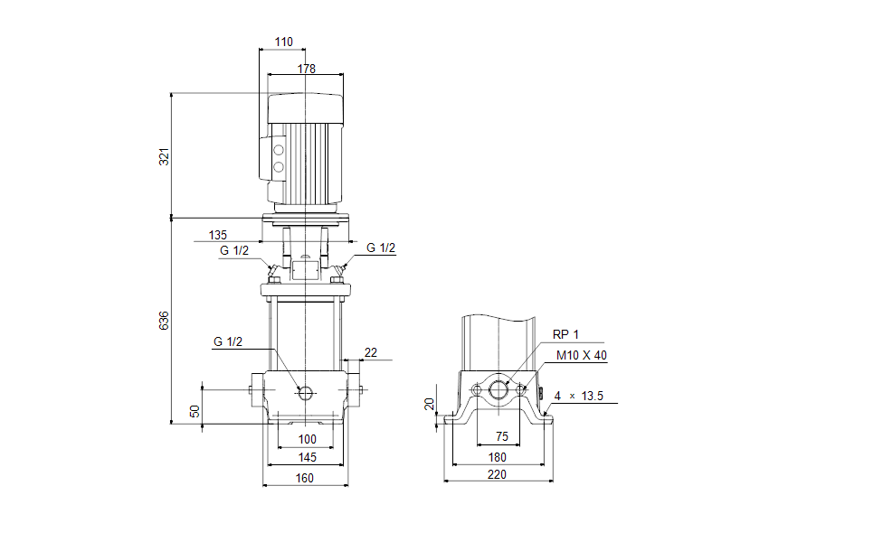 GRUNDFOS Kreiselpumpe CR 3-23 A-A-A-V-HQQV - Art. 96513354