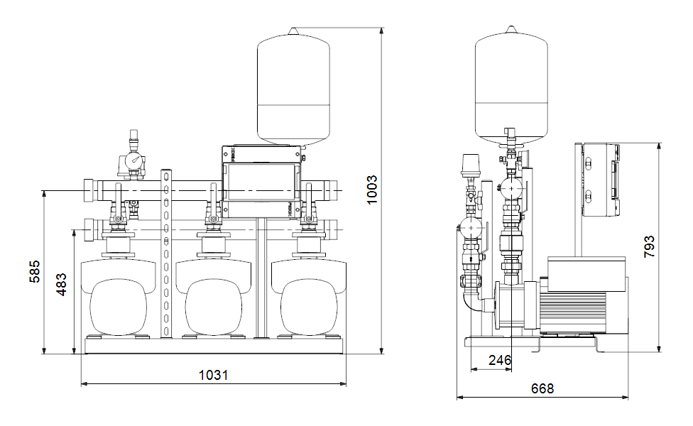 GRUNDFOS Druckerhöhungsanlagen HYDRO MULTI-E 3 CME 10-5 - Art. 99133625
