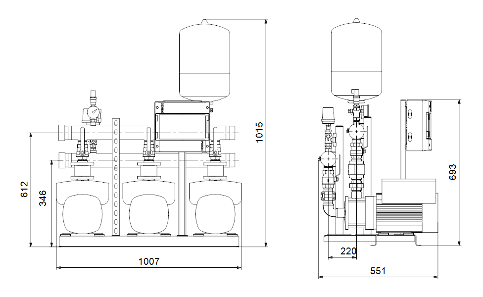 GRUNDFOS Druckerhöhungsanlagen HYDRO MULTI-E 3 CME 3-9 - Art. 98486757