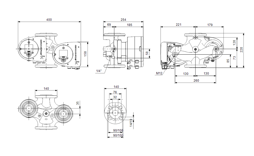 GRUNDFOS Nassläufer-Umwälzpumpen MAGNA3 D 32-60 F 220mm - Art. 98333861