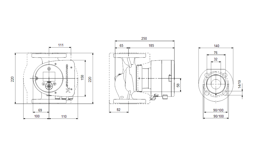 GRUNDFOS Nassläufer-Umwälzpumpe MAGNA3 32-100 F N 220mm - Art. 97924725
