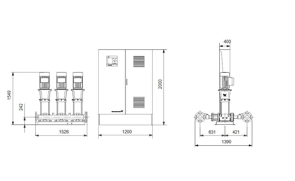 GRUNDFOS Druckerhöhungsanlagen HYDRO MPC-E 3 CR64-3-1 - Art. 96941440