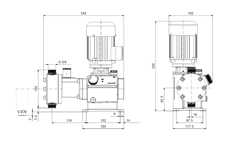 GRUNDFOS Mechanische Dosierpumpe DMH 5-10 B-SS/V/SS-X-E1AAXEMAG - Art. 99587782
